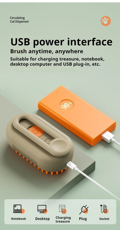 3 in 1 Pet Cat Dog Steamy Spray Cleaning Brush Electric Anti-splashing Hair Removal Massage Brush Pet Grooming Hair Removal Comb