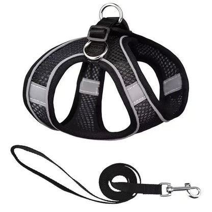 Dog Harness Leash Set for Small Dogs Adjustable Puppy Cat Harness Vest French Bulldog Chihuahua Pug Outdoor Walking Lead Leash
