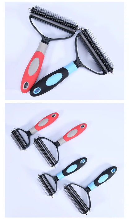 Professional Pet Deshedding Brush 2 Sided Dematting Dog Comb Cat Brush Rake Puppy Grooming Tools Undercoat Shedding Flying Hair