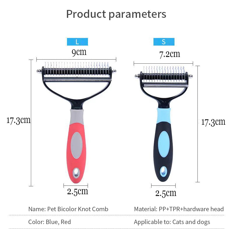 Professional Pet Deshedding Brush 2 Sided Dematting Dog Comb Cat Brush Rake Puppy Grooming Tools Undercoat Shedding Flying Hair