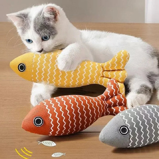 Teeth Grinding Catnip Toy – Funny Interactive Plush Fish Toy for Cats & Kittens, Chew & Bite Toy with Cat Nip & Mint