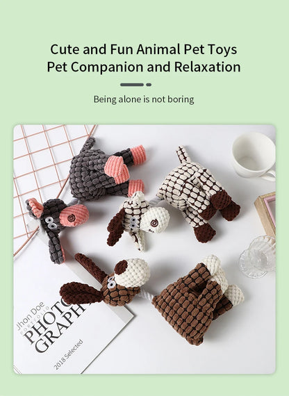Fun Pet Toy Donkey Shape Corduroy Chew Toy For Dogs Puppy Squeaker Squeaky Plush Bone Molar Dog Toy Pet Training Dog Accessories