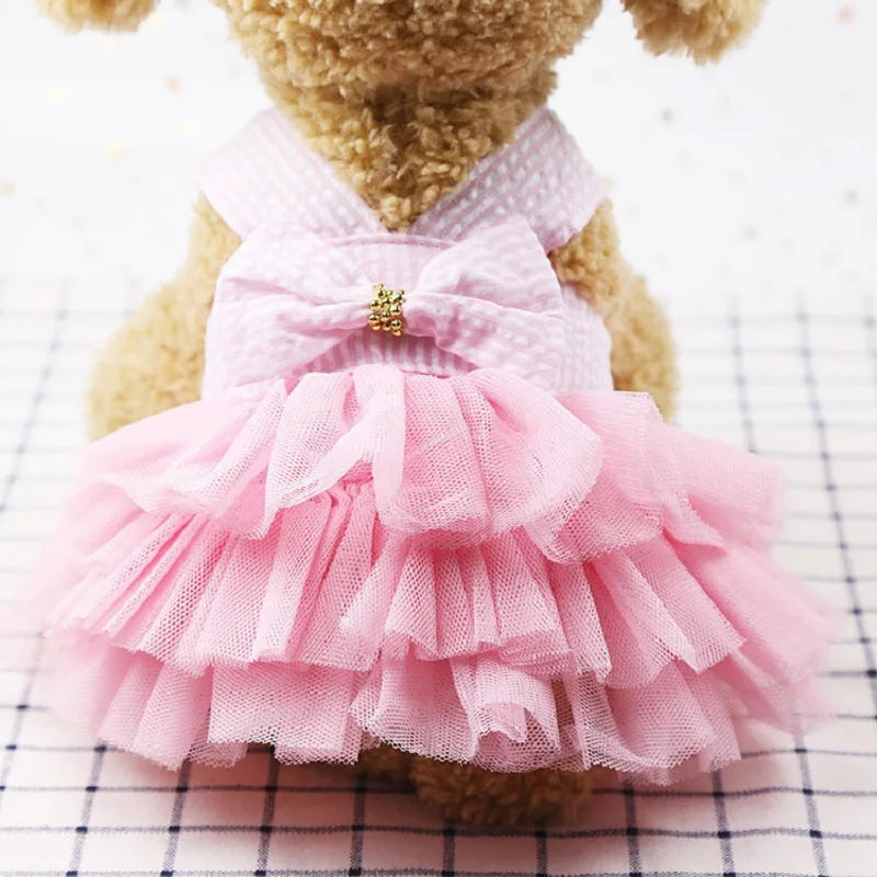 Dog Summer Dress Cat Lace Skirt Pet Clothing Chihuahua Stripe Skirt Puppy Cat Princess Apparel Cute Puppy Clothes Pet Product