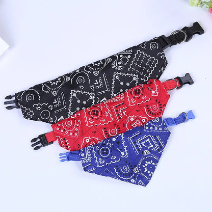 Pet Dog Neck Scarf Puppy Cat Dog Collar Bandana Collar Scarf with Leather Collar Accessories Adjustable Pet Puppy Cat Scarf