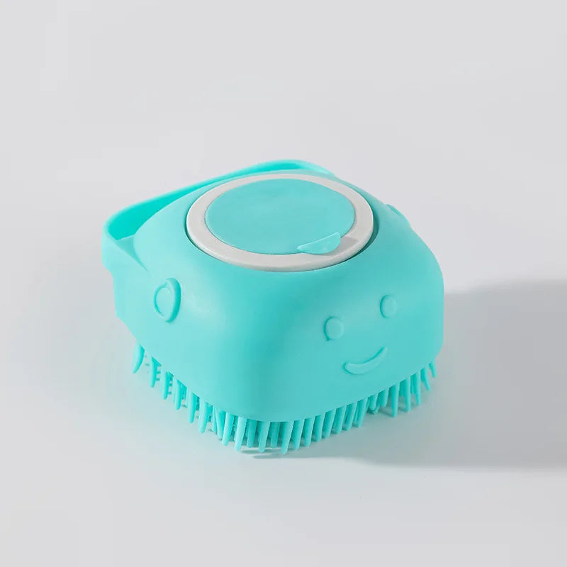 Pet Dog Shampoo Brush 2.7oz 80ml Cat Massage Comb Grooming Scrubber for Bathing Short Hair Soft Silicone Rubber