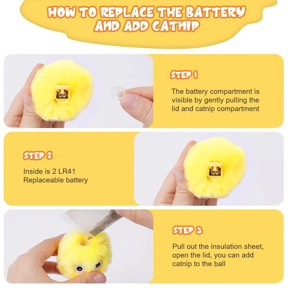 Smart Cat Toys Interactive Ball Plush Electric Catnip Training Toy Kitten Touch Sounding Pet Product Squeak Toy Ball Cat Supplie