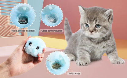 Smart Cat Toys Interactive Ball Plush Electric Catnip Training Toy Kitten Touch Sounding Pet Product Squeak Toy Ball Cat Supplie