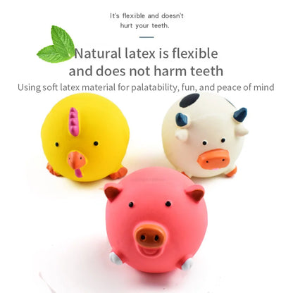 Pet Dog Vocal Toy  Durable Dog Chew Toys Pigs Cows Chickens Tough Squeaky Dog Grinding Teeth Toys Pet Latex To Clean Teeth Toys