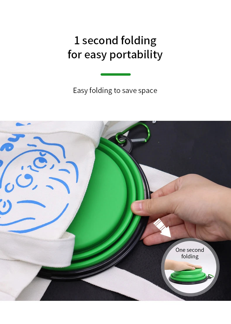 350ML Foldable Silicone Pet Bowl Portable Puppy Food Container Collapsible Feeder for Outdoor Camping Dog Accessories