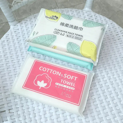 16pcs/bag Soft Face Tissue Pearl Pattern Disposable Face Towel Face Washing Travel Portable Cotton Tissue Wet Dry Multi Use Wipe