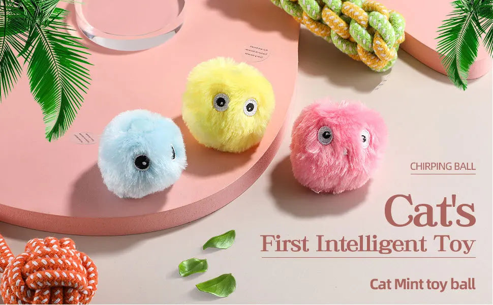 Smart Cat Toys Interactive Ball Plush Electric Catnip Training Toy Kitten Touch Sounding Pet Product Squeak Toy Ball Cat Supplie