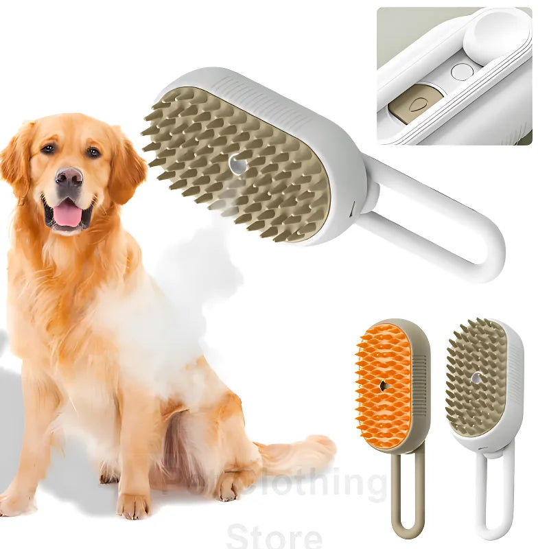 Rechargeable Steam Grooming Brush Steamy To Remove Loose Hair 3 in1 Electric Self Cleaning Spray Dog Brush Massage Pet Combs
