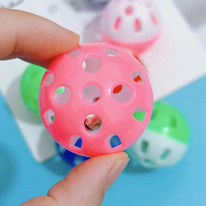 10pcs Pet Cat Toy Colorful Hollow Rolling Bell Ball Cat Toy Cat Chew Cage Fun Spherical Toys Pet Cat Supplies