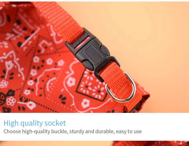 Pet Dog Neck Scarf Puppy Cat Dog Collar Bandana Collar Scarf with Leather Collar Accessories Adjustable Pet Puppy Cat Scarf