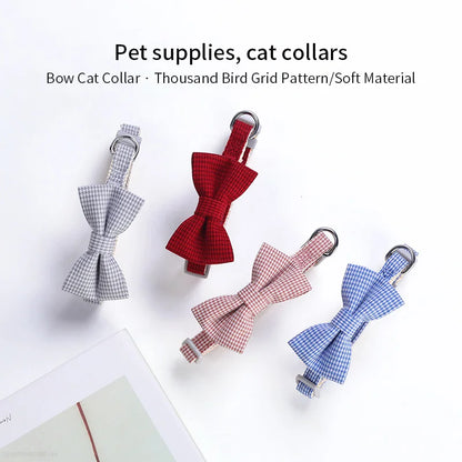 Adjustable Pet Collar with Cute Bow & Bell – Soft, Durable Cat & Dog Necklace for Kittens, Puppies & Pets.