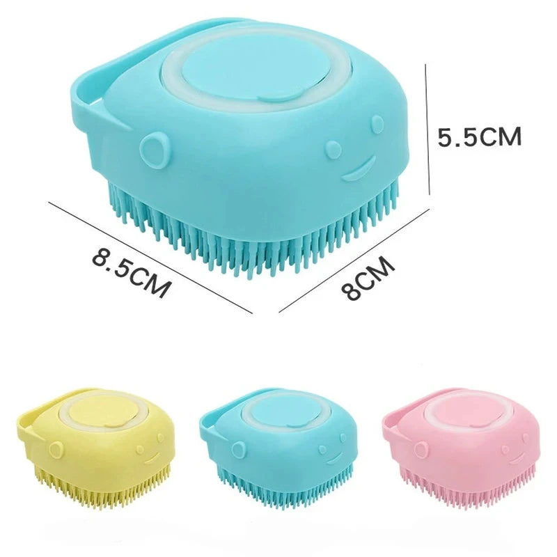 Pet Dog Shampoo Brush 2.7oz 80ml Cat Massage Comb Grooming Scrubber for Bathing Short Hair Soft Silicone Rubber
