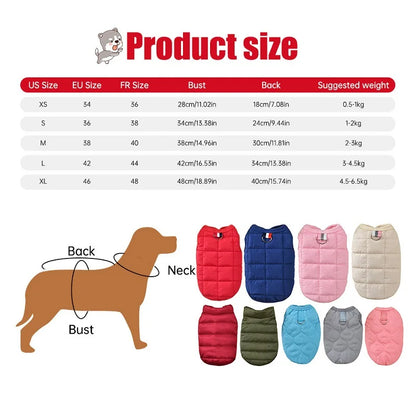 Winter Warm Dog Coat – Windproof Padded Jacket for Small Dogs, & Cats