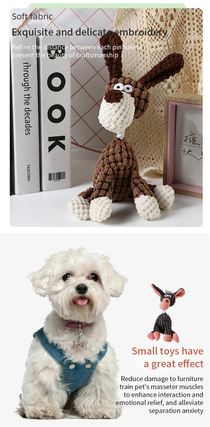 Fun Pet Toy Donkey Shape Corduroy Chew Toy For Dogs Puppy Squeaker Squeaky Plush Bone Molar Dog Toy Pet Training Dog Accessories