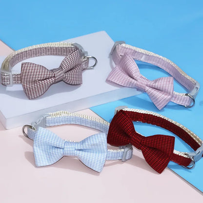 Adjustable Pet Collar with Cute Bow & Bell – Soft, Durable Cat & Dog Necklace for Kittens, Puppies & Pets.