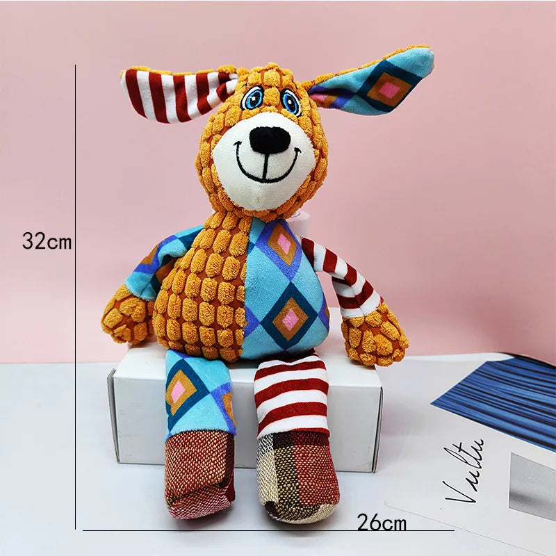 Pet Plush Toy Cat Dog Puzzle Toy Cute Animals Bite Resistant Interactive Squeaky Pet Dog Teeth Cleaning Chew Toy Pet Supplies