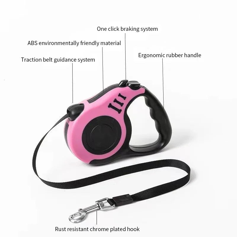 3 Meters 5 Meters Retractable Dog Leash Pet Leash Traction Rope Belt Automatic Flexible Leash For Small Medium Large Dog Product