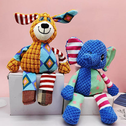 Pet Plush Toy Cat Dog Puzzle Toy Cute Animals Bite Resistant Interactive Squeaky Pet Dog Teeth Cleaning Chew Toy Pet Supplies