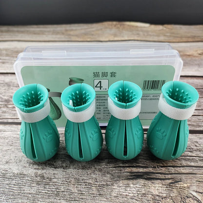 Cat Claw Protector Bath Anti-Scratch Cat Shoes For Cat Adjustable Pet Bath Wash Boots Cat Paw Nail Cover Pet Grooming Supplies