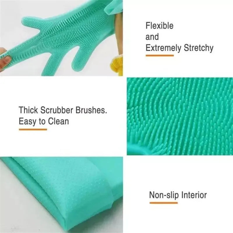 Pet Grooming Cleaning Gloves Dog Cat Bathing Shampoo Glove Scrubber Magic Dishwashing Cleanner Sponge Silicon Hair Removal Glove