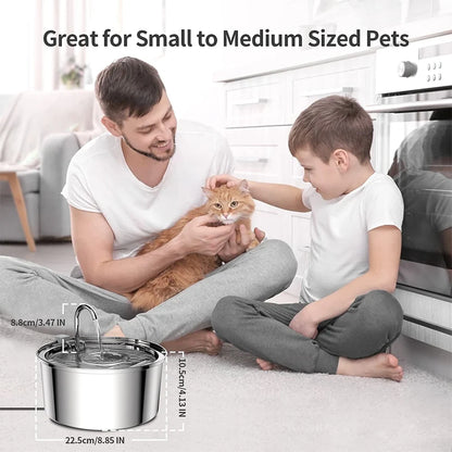 3.2L Stainless Steel Cat Water Dispenser With Quiet Water Pump Filter Pet Drink Feeder For Cats Dogs Drinking Fountain Bowl