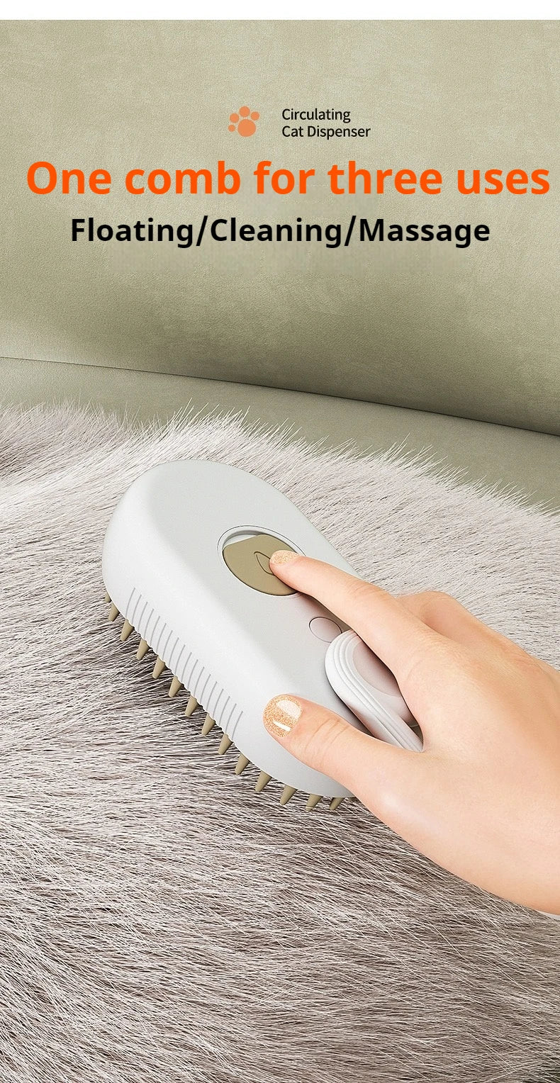 3 in 1 Pet Cat Dog Steamy Spray Cleaning Brush Electric Anti-splashing Hair Removal Massage Brush Pet Grooming Hair Removal Comb