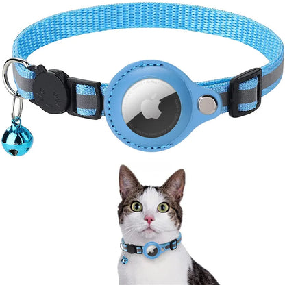 Anti-Lost Pet Cat Collar – Waterproof Reflective Collar with Apple Airtag Holder for Tracking and Positioning (Air Tag not Included).