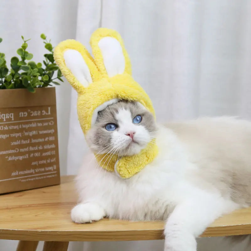Funny Cat Headgear Cute Rabbit Ears Cap for Cats Warm Plush Pet Hat Christmas Cosplay Props PhotoProp Kitten Headwear Supplies
