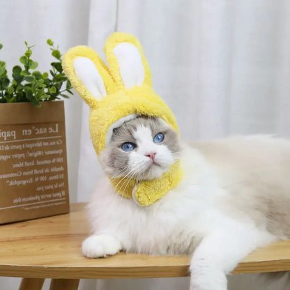 Funny Cat Headgear Cute Rabbit Ears Cap for Cats Warm Plush Pet Hat Christmas Cosplay Props PhotoProp Kitten Headwear Supplies
