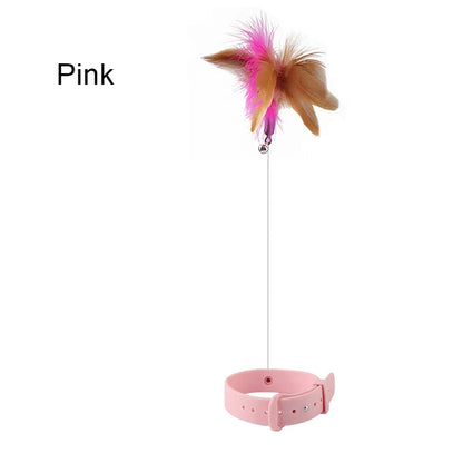 Interactive Cat Toys Funny Feather Teaser Stick with Bell Pets Collar Kitten Playing Teaser Wand Training Toys for Cats Supplies