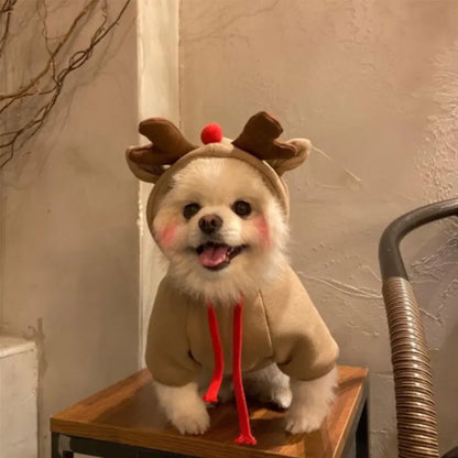 Cute Elk Dog Clothes Reindeer S/M/L Dogs Hoodies Warm Pet Clothing Puppy Cat Costume Coat Chihuahua Mouse Cheese Jacket Suit