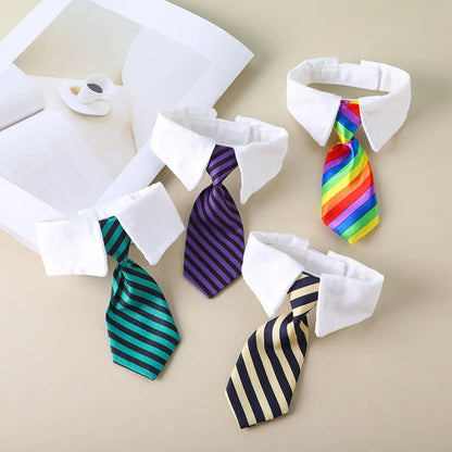 Fashion Dog Cat Grooming Cat Striped Bow Tie Animal Striped Bow Tie Collar Pet Adjustable Christmas Cat Collar Pet Collar