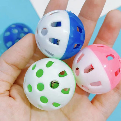 10pcs Pet Cat Toy Colorful Hollow Rolling Bell Ball Cat Toy Cat Chew Cage Fun Spherical Toys Pet Cat Supplies