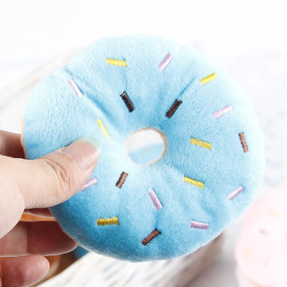 Soft Dog Donuts Plush Pet Dog Toys For Dogs Chew Toy Cute Puppy Squeaker Sound Toys Funny Puppy Small Medium Dog Interactive Toy