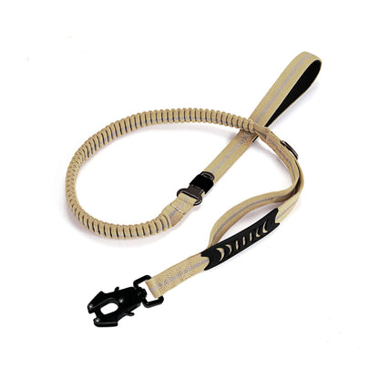 Heavy Duty Tactical Bungee Dog Leash – No Pull Reflective Shock Absorbing Leash with Car Seatbelt for Large Dogs.