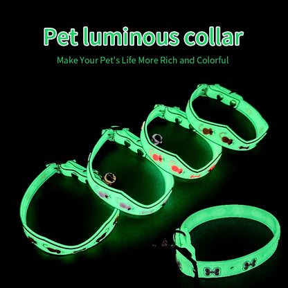 Luminous Cat Necklace Glowing Small Dog Cat Collar Anti-Loss Fluorescent Silicone Cat Bell Collar Neck Ring Pet Cat Accessories