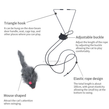 Interactive Cat Toy Hanging Clip Door Plush Mouse Self-hi Hanging Door Elastic Funny Cat Toy Juguetes Para Gatos Rascador Gato