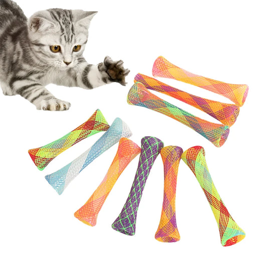 10 Cat Spring Toy Stick Freely Folding Spring Shape Multi-Color Cat Bouncing Kitten Toys Cat Interactive Toys Pet Supplies