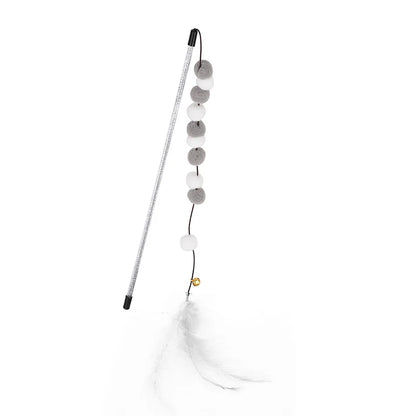 Cat Toys 1pcs Interactive Stick Feather Toys Kitten Teasing Durable Playing Plush Ball Pet Supplies Feather cat teasing stick