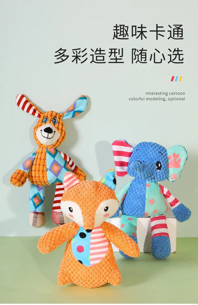 Pet Plush Toy Cat Dog Puzzle Toy Cute Animals Bite Resistant Interactive Squeaky Pet Dog Teeth Cleaning Chew Toy Pet Supplies