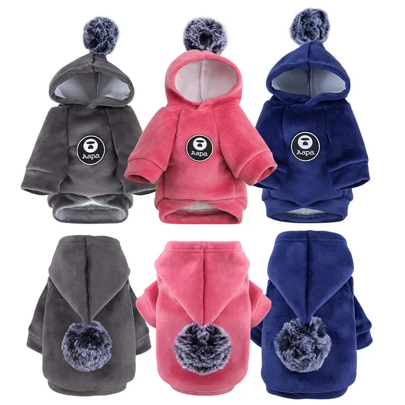 Pet Dog Cat  Clothes Fleece Hooded Hairball Coat Jacket Winter Kitty Small Medium Dogs Cats Cool Pajamas Chihuahua