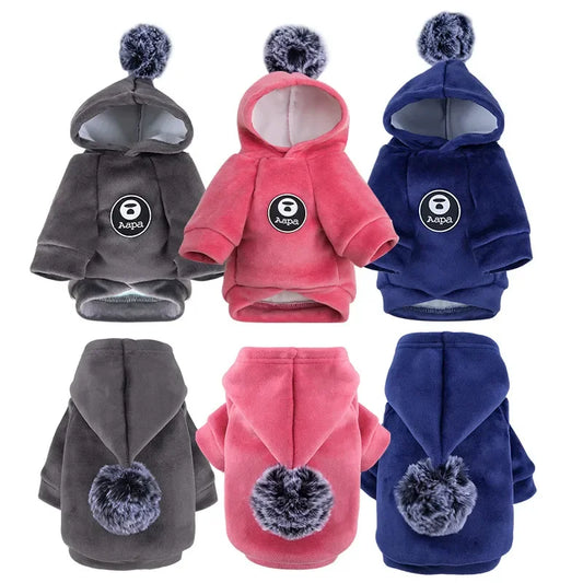 Pet Dog Cat  Clothes Fleece Hooded Hairball Coat Jacket Winter Kitty Small Medium Dogs Cats Cool Pajamas Chihuahua