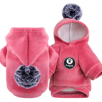 Pet Dog Cat  Clothes Fleece Hooded Hairball Coat Jacket Winter Kitty Small Medium Dogs Cats Cool Pajamas Chihuahua