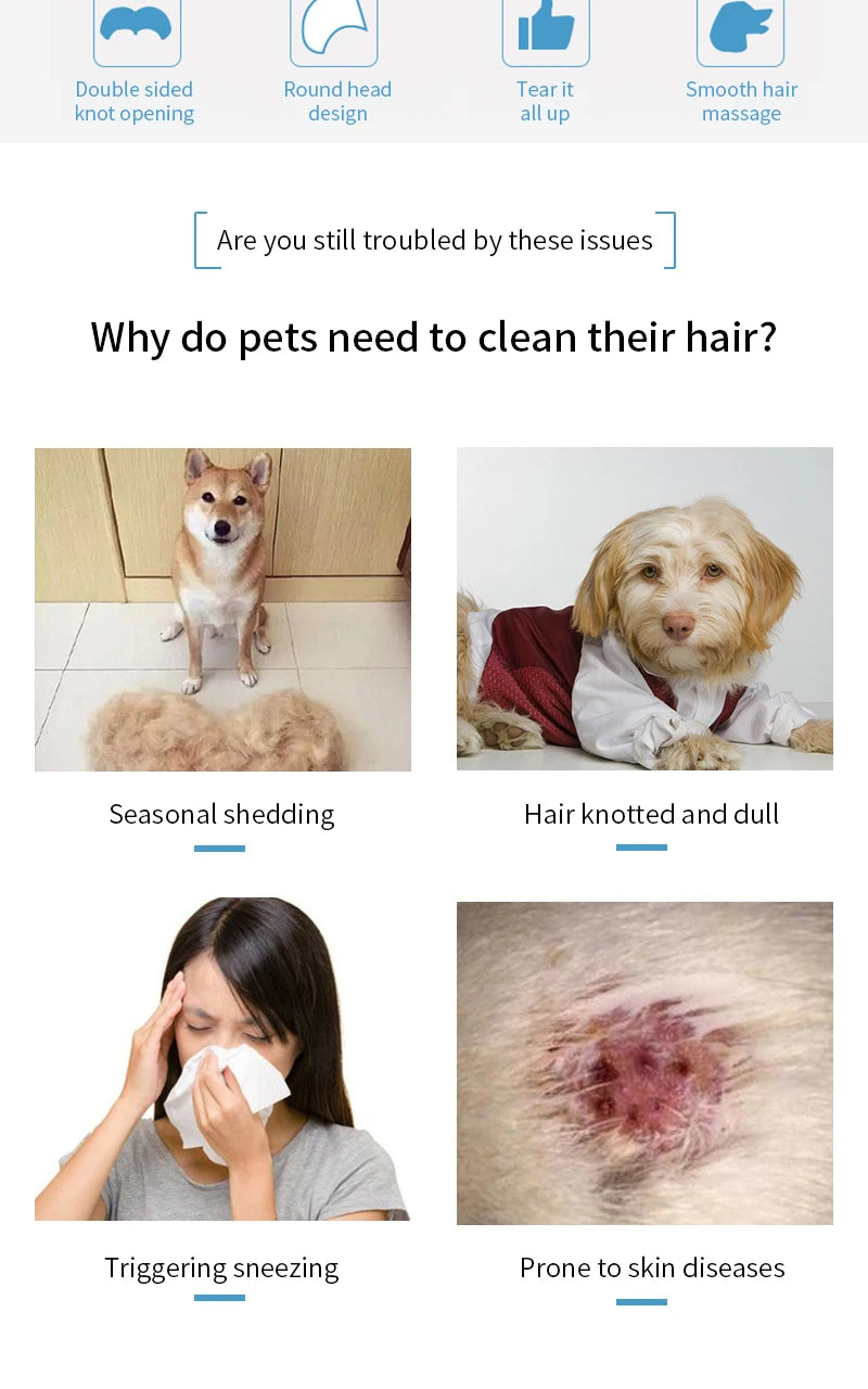 Professional Pet Deshedding Brush Dog Hair Remover Pet Fur Knot Cutter Puppy Cat Comb Brushes Dogs Grooming Shedding Supplies