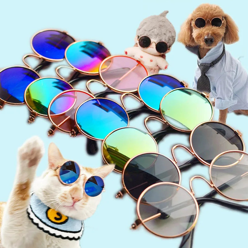 Lovely Vintage Round Cat Sunglasses Reflection Eye wear glasses For Small Dog Cat Pet Photos Pet Products Props Accessories