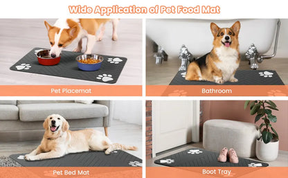 Dog Food Mat -Absorbent Dog Cat Mat for Food and Water Bowl, Quick Dry Dog Bowl Mat Dog Accessories-Dog Water Matt for Sloppy Drinkers